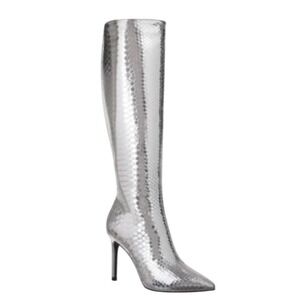 INC International Concepts Silver Stiletto Boots New in Box Size 6.5